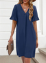 Regular Fit Cotton V Neck Casual Dress With No