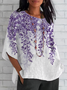 Women's Half Sleeve T-shirt Summer White Floral Crew Neck Daily Going Out Casual Top