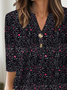 Floral Regular Fit Casual V Neck T-Shirt