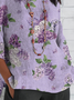 Women's Half Sleeve T-shirt Summer Purple Floral Crew Neck Daily Going Out Casual Top
