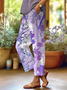 Women's  H-Line Baggy Pants Daily Going Out Pants Purple Casual Printing Floral Spring/Fall Pants
