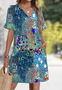 V Neck Regular Fit Casual Dress With No