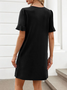 Regular Fit Cotton V Neck Casual Dress With No