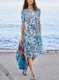 Floral Crew Neck Casual Dress With No