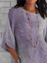 Women's Half Sleeve T-shirt Summer Gray Purple Floral Crew Neck Daily Going Out Casual Top