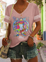 Women's Gulf Of Mexico Print Casual V Neck T-Shirt
