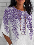 Women's Half Sleeve T-shirt Summer White Floral Crew Neck Daily Going Out Casual Top