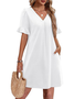 Regular Fit Cotton V Neck Casual Dress With No
