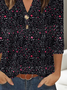 Floral Regular Fit Casual V Neck T-Shirt
