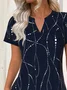 Print Casual V Neck Short Sleeve T-Shirt
