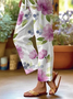 Women's  H-Line Baggy Pants Daily Going Out Pants White Casual Printing Floral Spring/Fall Pants