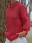 Plain Linen Blend Loose Vintage Shirt