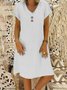 Casual Plain V Neck Midi Dress