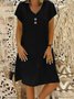 Casual Plain V Neck Midi Dress