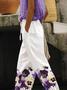 Women's  H-Line Baggy Pants Daily Going Out Pants White Casual Printing Floral Spring/Fall Pants