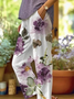 Women's  H-Line Baggy Pants Daily Going Out Pants White Casual Printing Floral Spring/Fall Pants