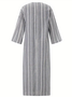 Women's Long Sleeve Spring/Fall Gray Striped Split Joint U-Neck Daily Going Out Vintage Maxi A-Line Tank Dress