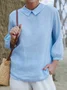 Plain Linen Blend Loose Vintage Shirt