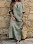 Women's Long Sleeve Spring/Fall Gray Striped Split Joint U-Neck Daily Going Out Vintage Maxi A-Line Tank Dress
