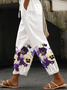 Women's  H-Line Baggy Pants Daily Going Out Pants White Casual Printing Floral Spring/Fall Pants