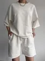 Casual Plain Crew Neck Two-Piece Set