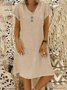 Casual Plain V Neck Midi Dress