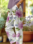 Women's  H-Line Baggy Pants Daily Going Out Pants White Casual Printing Floral Spring/Fall Pants