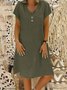 Casual Plain V Neck Midi Dress