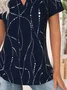 Print Casual V Neck Short Sleeve T-Shirt