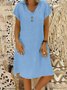 Casual Plain V Neck Midi Dress