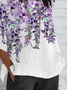 Women's Half Sleeve T-shirt Summer White Floral Crew Neck Daily Going Out Casual Top