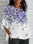 Women's Half Sleeve T-shirt Summer White Floral Crew Neck Daily Going Out Casual Top