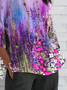 Women's Half Sleeve T-shirt Summer Purple Floral Crew Neck Daily Going Out Casual Top