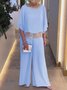 Women's Split Joint Plain Daily Going Out Two-Piece Set Pink Casual Summer Top With Pants Matching Set
