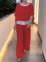 Women's Split Joint Plain Daily Going Out Two-Piece Set Pink Casual Summer Top With Pants Matching Set