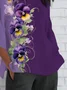 Women's Half Sleeve T-shirt Summer Purple Floral Crew Neck Daily Going Out Casual Top