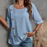 Women's Half Sleeve Blouse Summer Army Green Plain Split Joint Linen Crew Neck Daily Going Out Casual Top