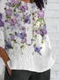 Women's Half Sleeve T-shirt Summer White Floral Crew Neck Daily Going Out Casual Top