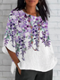 Women's Half Sleeve T-shirt Summer White Floral Crew Neck Daily Going Out Casual Top