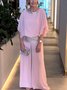 Women's Split Joint Plain Daily Going Out Two-Piece Set Pink Casual Summer Top With Pants Matching Set