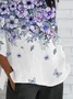 Women's Half Sleeve T-shirt Summer White Floral Crew Neck Daily Going Out Casual Top