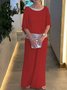 Women's Split Joint Plain Daily Going Out Two-Piece Set Pink Casual Summer Top With Pants Matching Set