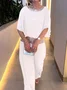 Women's Split Joint Plain Daily Going Out Two-Piece Set Pink Casual Summer Top With Pants Matching Set