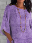 Women's Half Sleeve T-shirt Summer Purple Floral Crew Neck Daily Going Out Casual Top