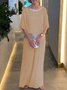 Women's Split Joint Plain Daily Going Out Two-Piece Set Pink Casual Summer Top With Pants Matching Set