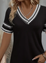 Women's Short Sleeve T-shirt Summer Black Geometric Printing V Neck Daily Going Out Casual Top