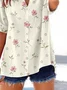 Women's Short Sleeve Shirt Summer Apricot Floral Printing V Neck Daily Going Out Casual Top