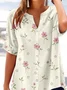 Women's Short Sleeve Shirt Summer Apricot Floral Printing V Neck Daily Going Out Casual Top