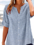 Women's Striped Printed Casual Short Sleeve Shirt