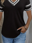 Women's Short Sleeve T-shirt Summer Black Geometric Printing V Neck Daily Going Out Casual Top